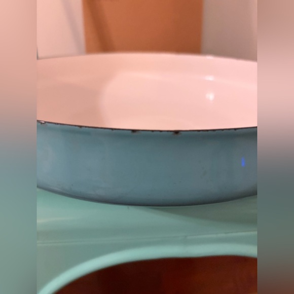 Vintage MCM Dansk Kobenstyle Large Turquoise Teal Enamel Paella Pan - Picture 9 of 14